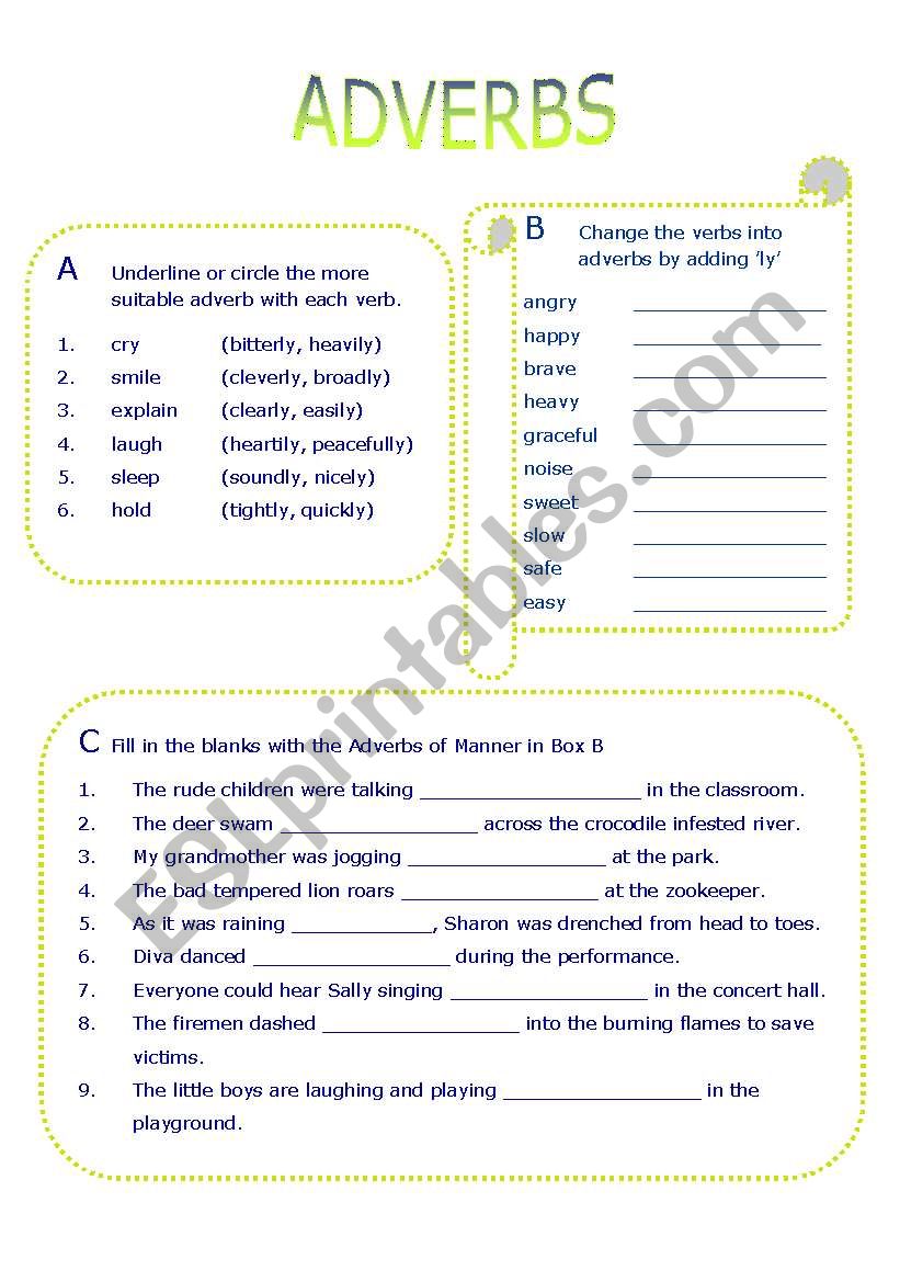 Adverbs worksheet