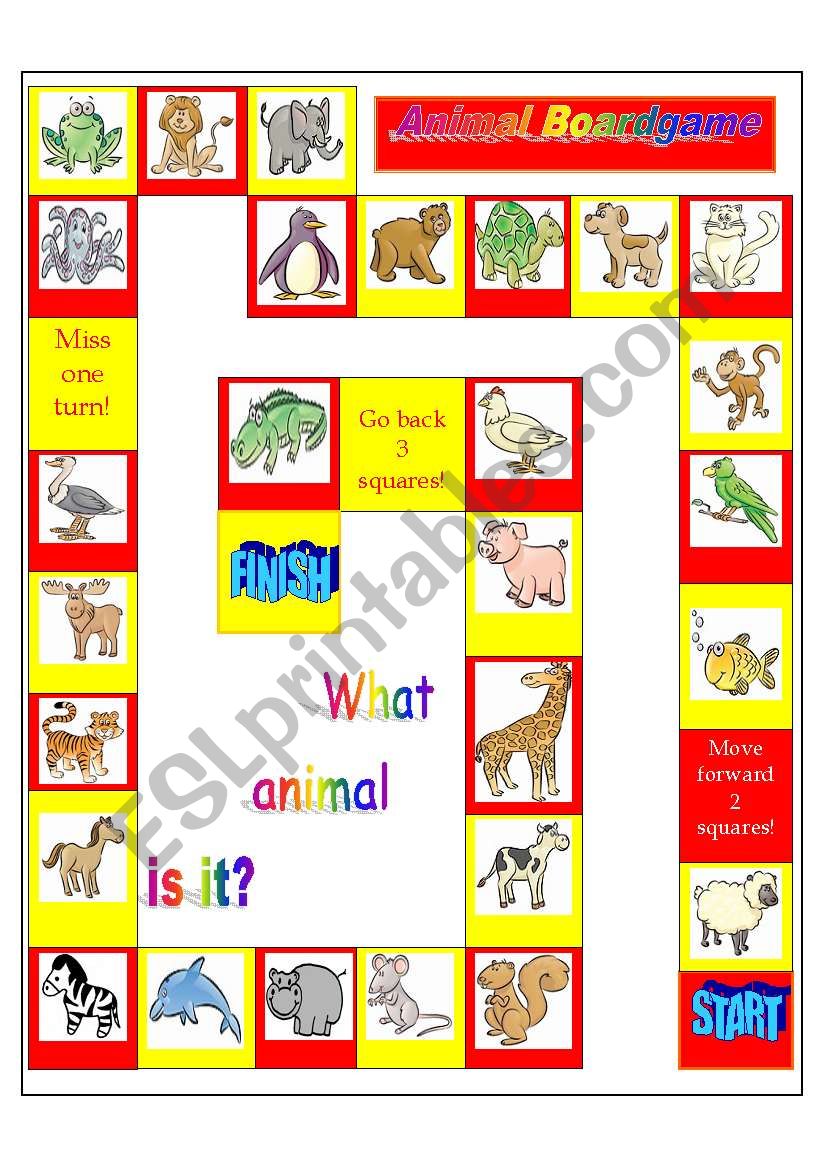 Animal Boardgame worksheet