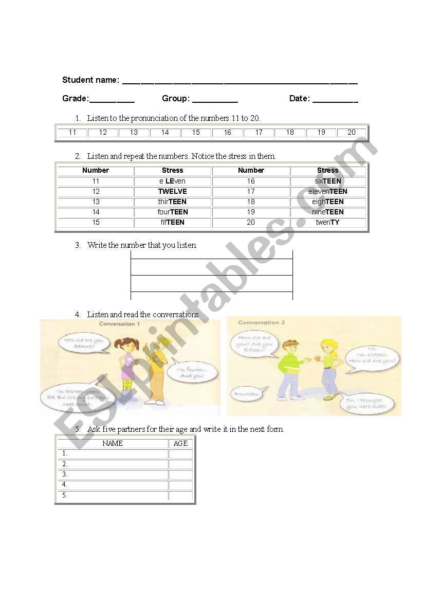 AGE worksheet