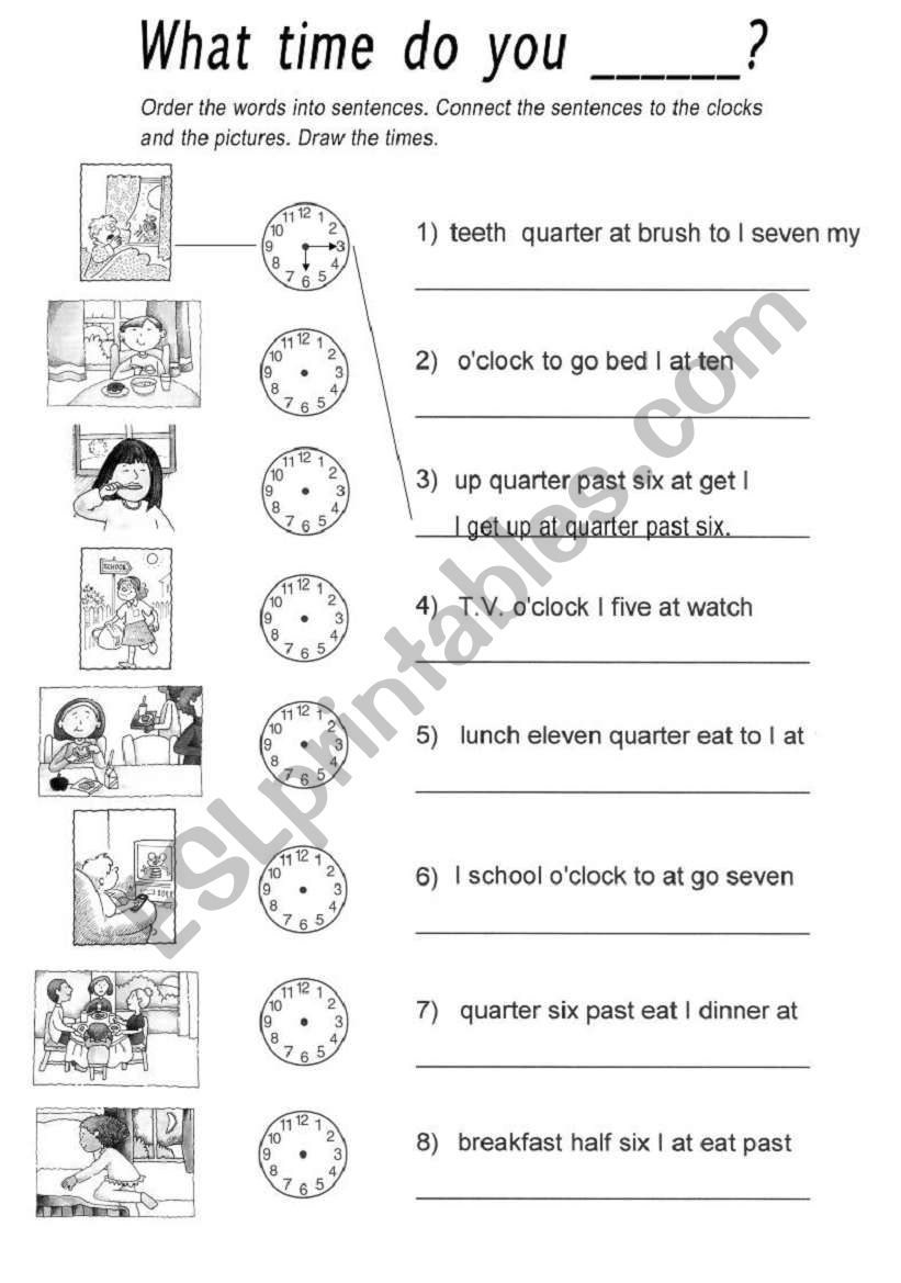 What time do you ___? Sentence scramble.