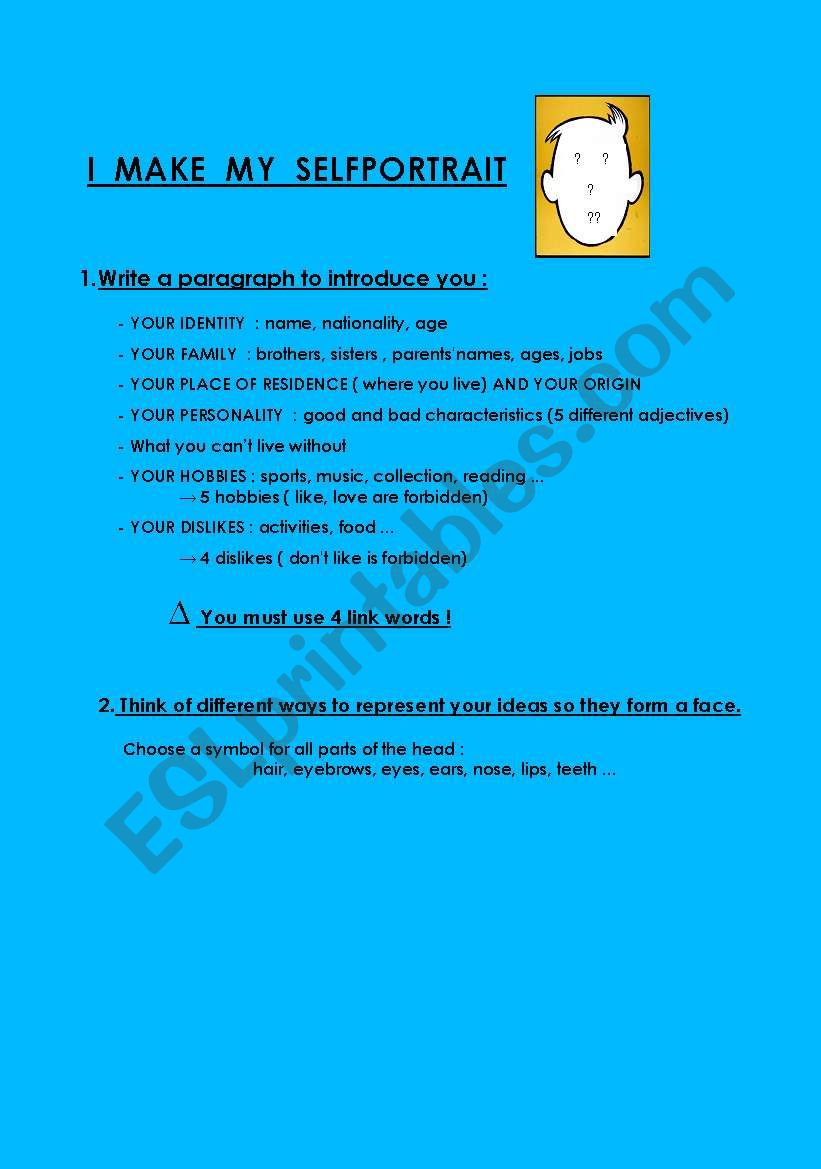 My selfportrait worksheet