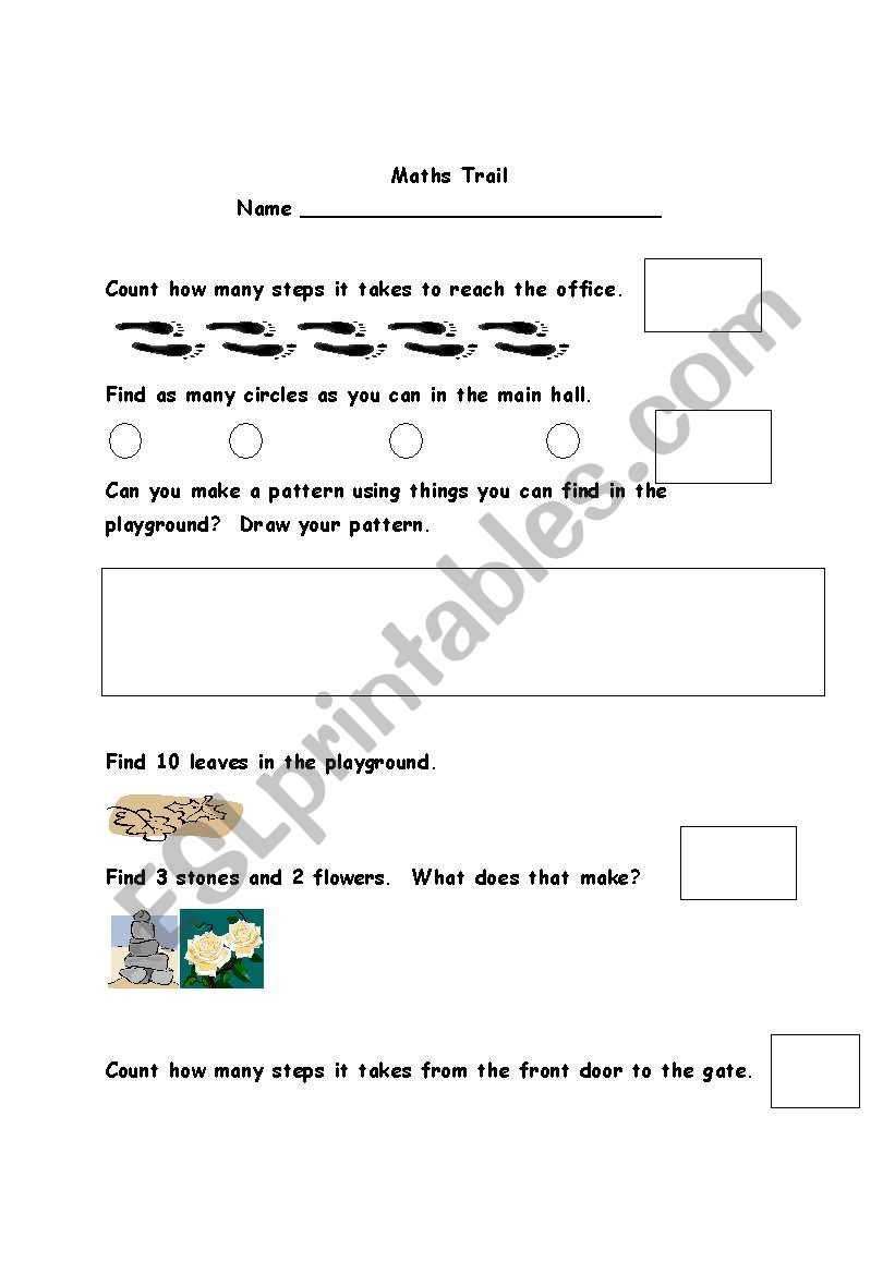 Maths Trail worksheet