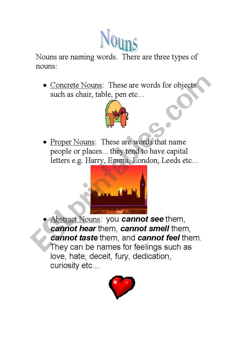 Nouns worksheet