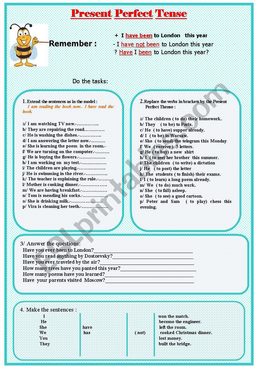 Perfect Present Tense worksheet