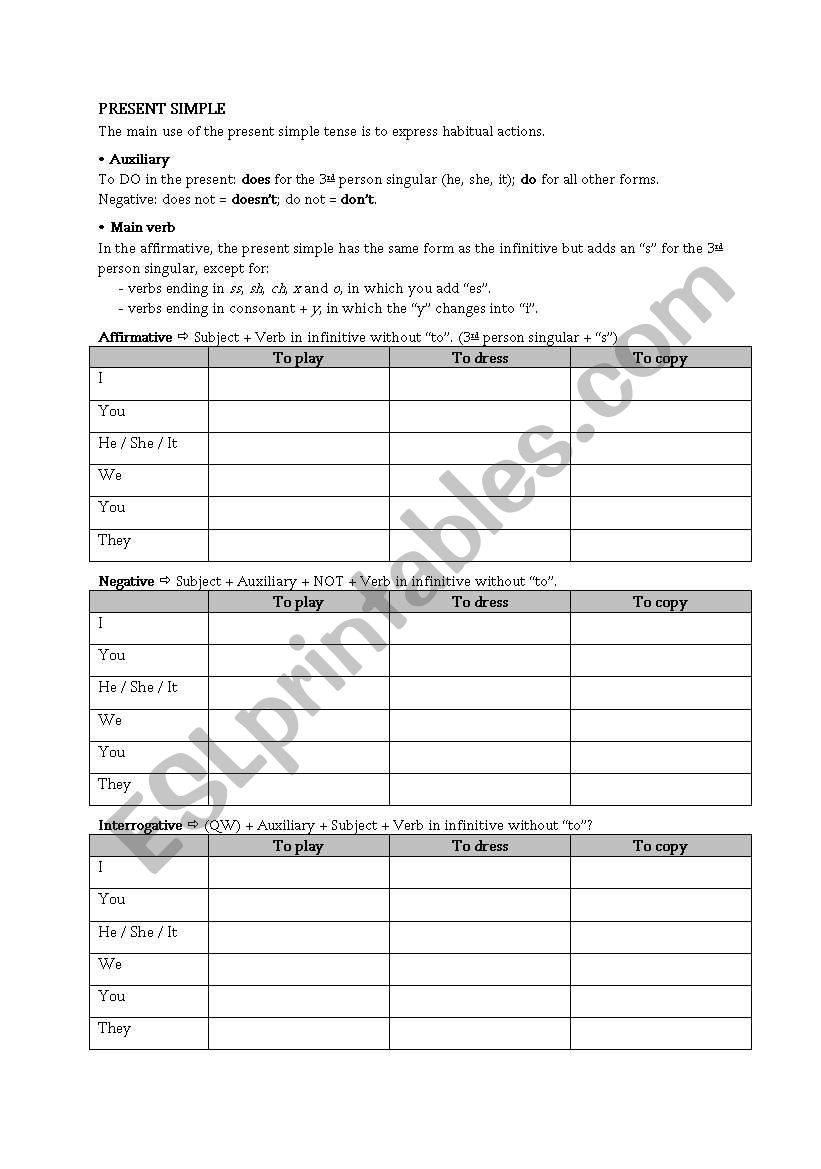 Present Simple worksheet
