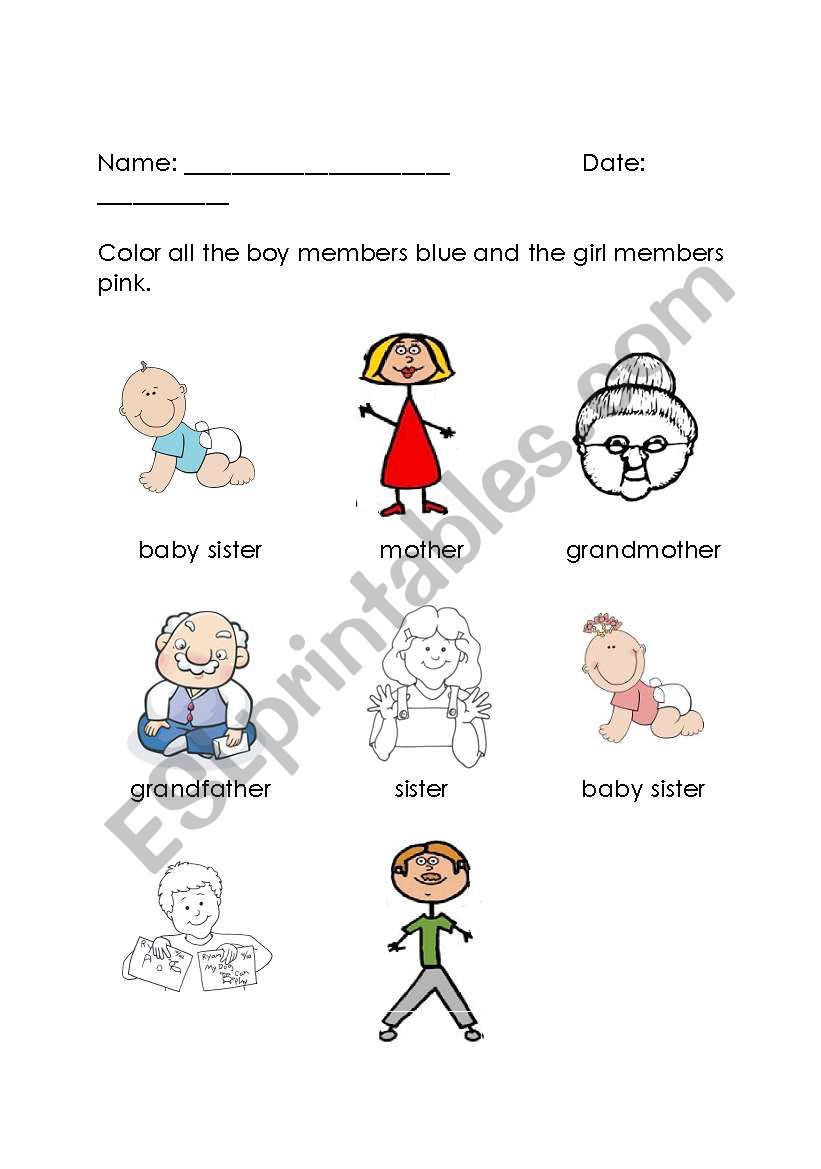 Family (boy and Girls)  worksheet