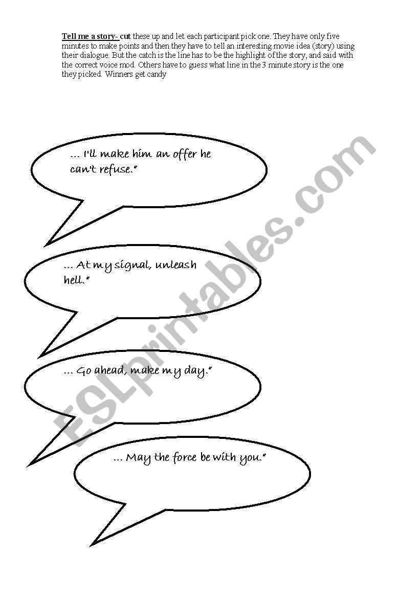 telling my story worksheets