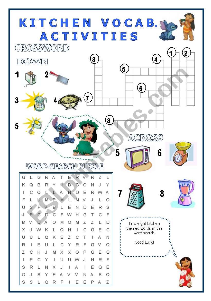 Kitchen Vocabulary Activities + Teachers notes