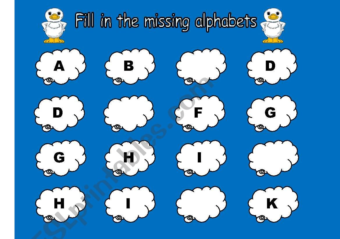 missing alphabets worksheet