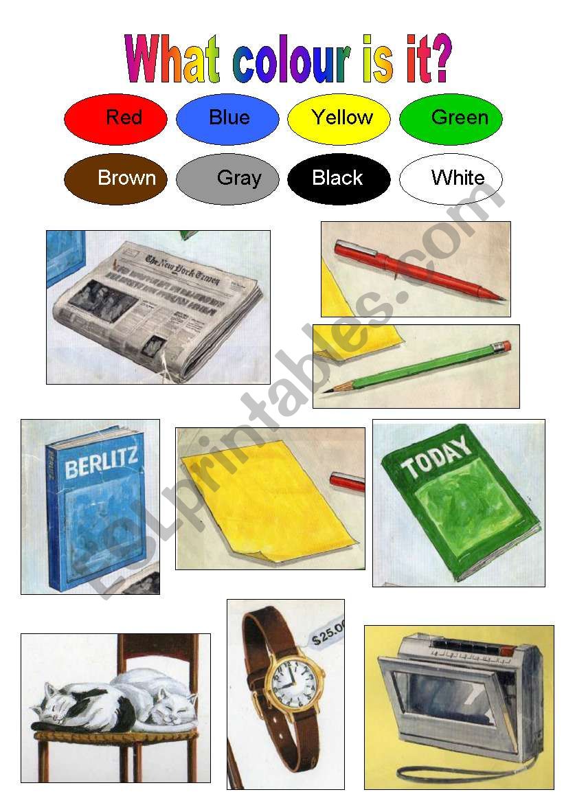 Colours and Objects worksheet