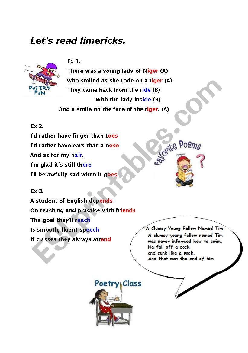 Limericks worksheet