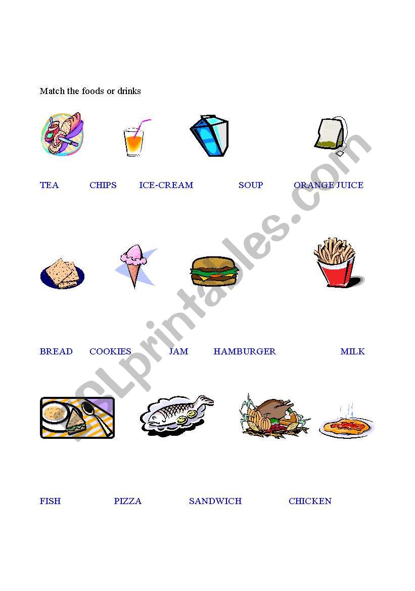 English Worksheets Food Names