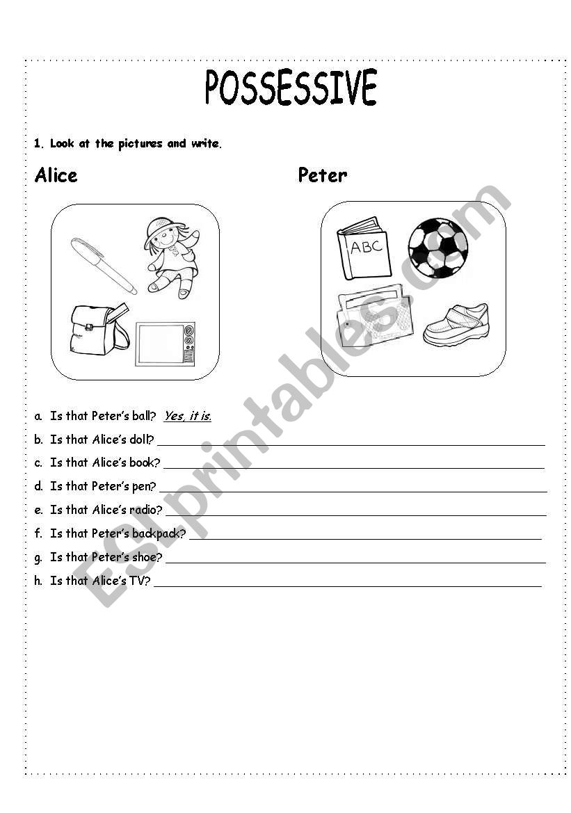 POSSESSIVE S worksheet