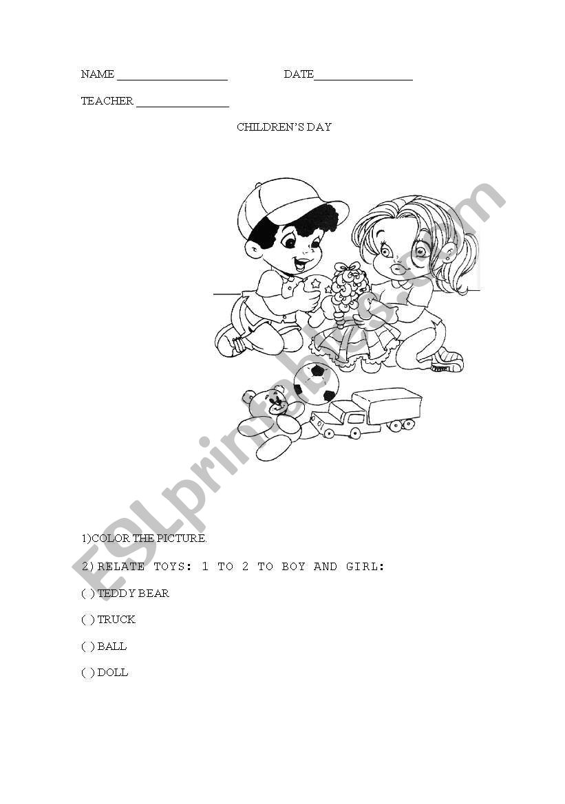 Childrens day worksheet