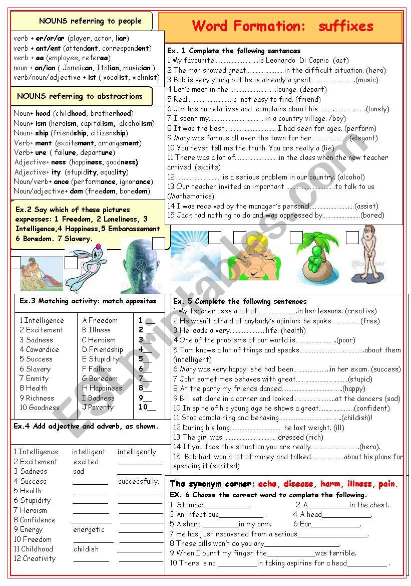 Word formation: suffixes worksheet