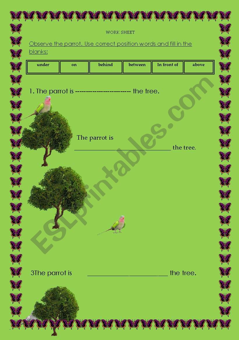 position words worksheet