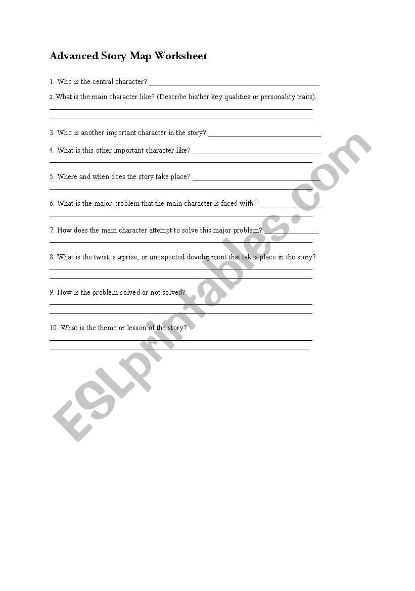 Story comprehension questions worksheet