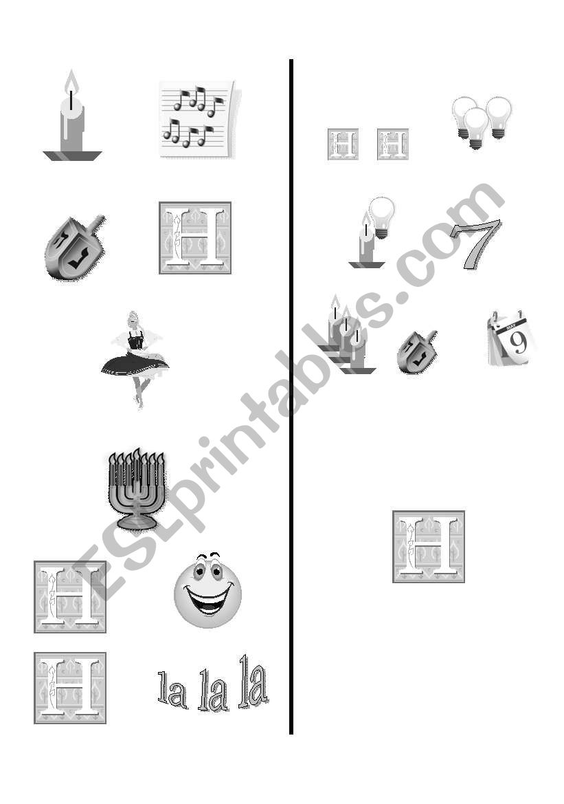 Chanukah medley picture guide worksheet