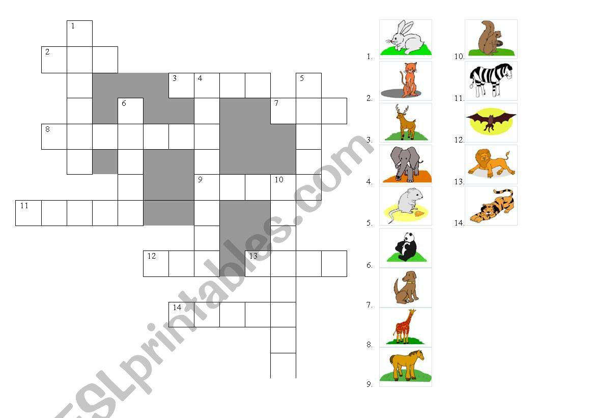 Crossword (anaimals) worksheet