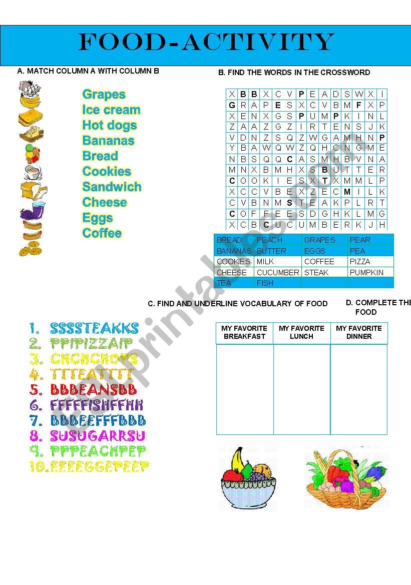 Food worksheet