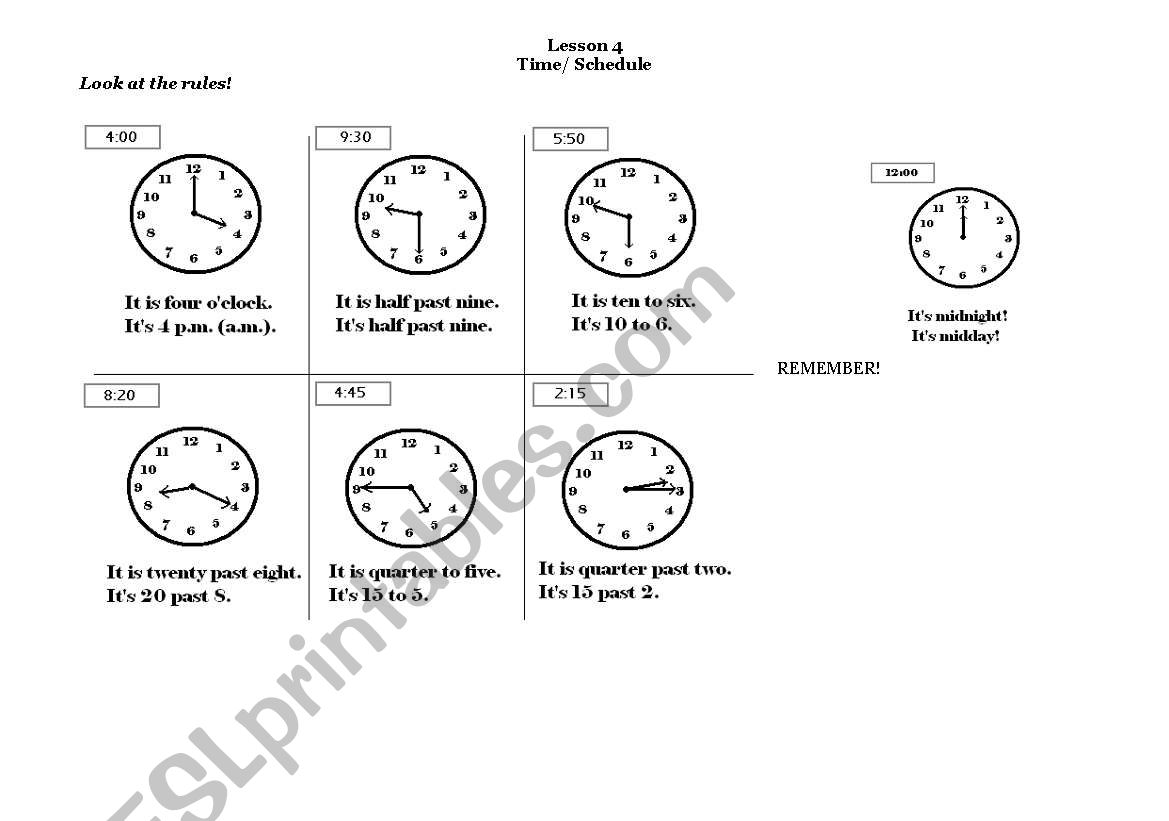 TIME worksheet