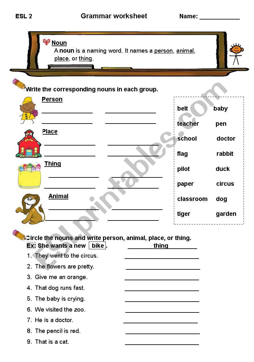 Noun worksheet