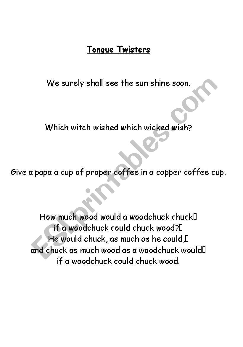 Tongue Twisters worksheet
