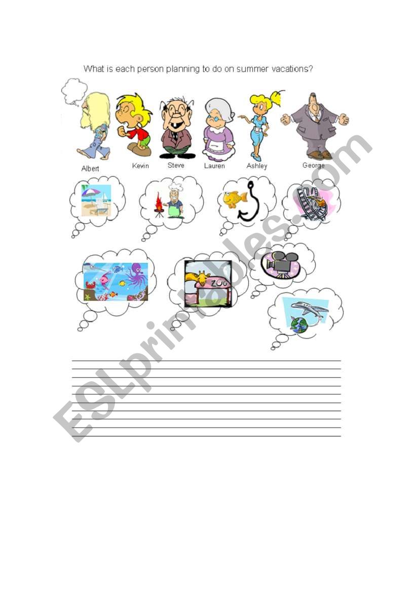 Plans for vacation worksheet