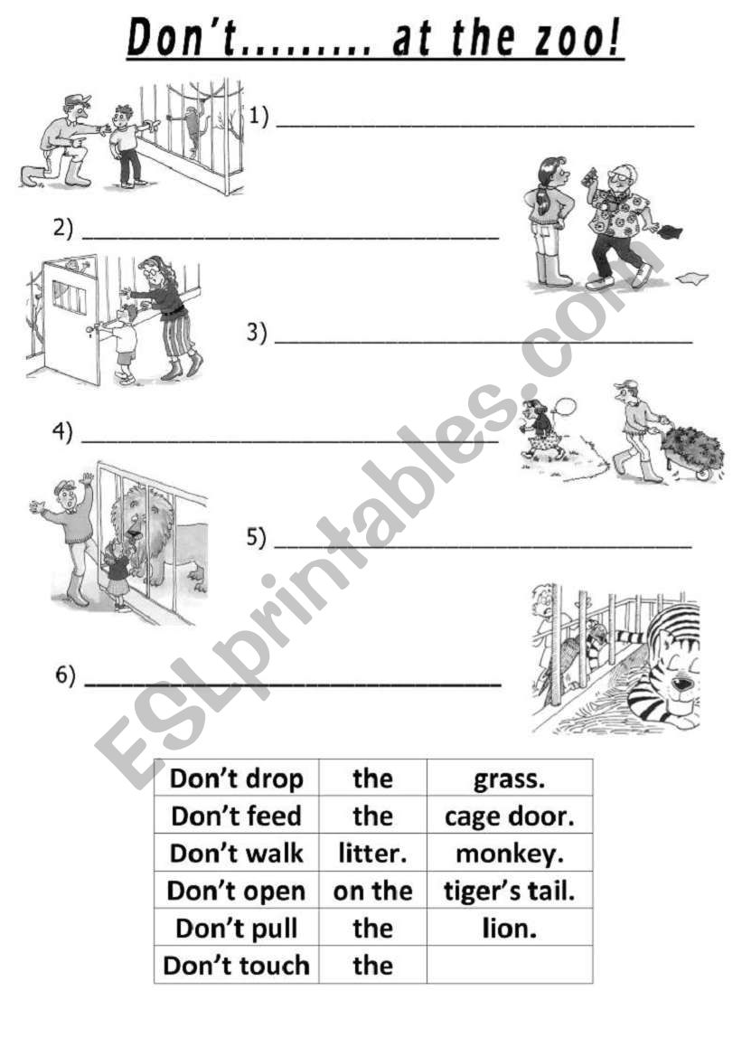 Dont ___at the Zoo! worksheet