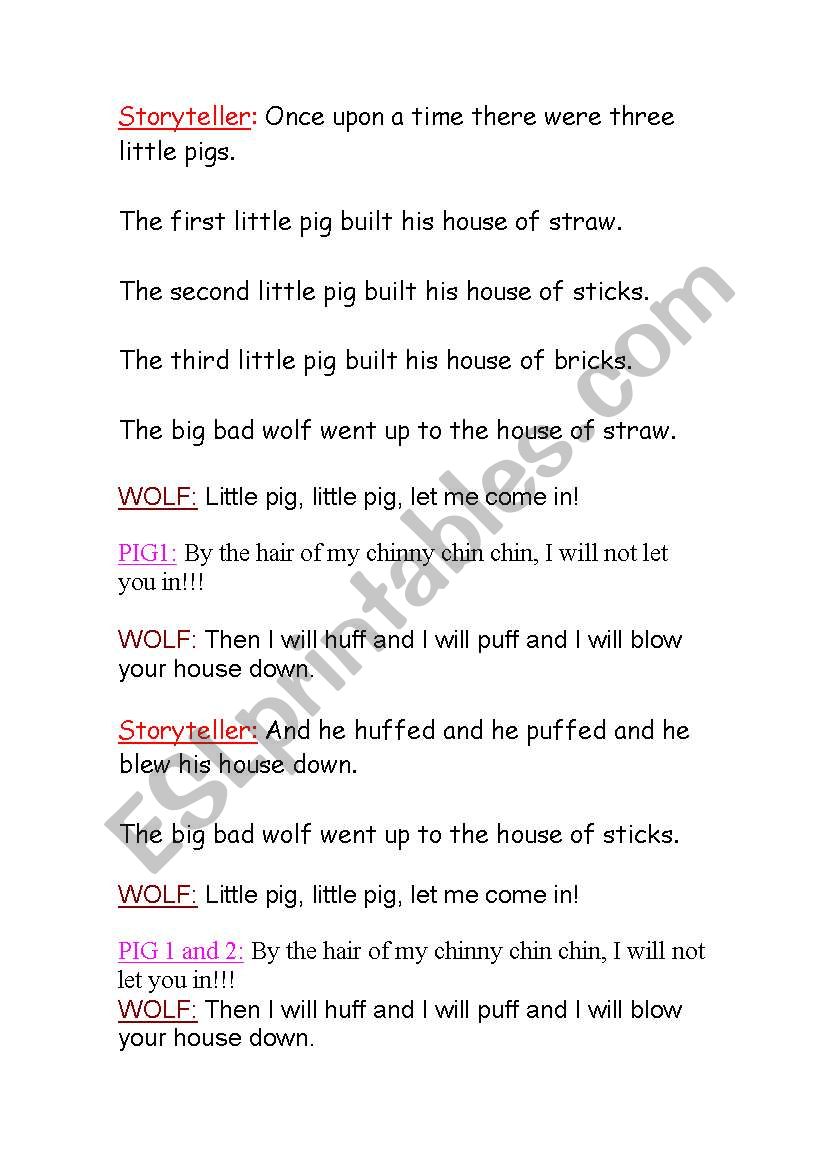 The three little pigs worksheet