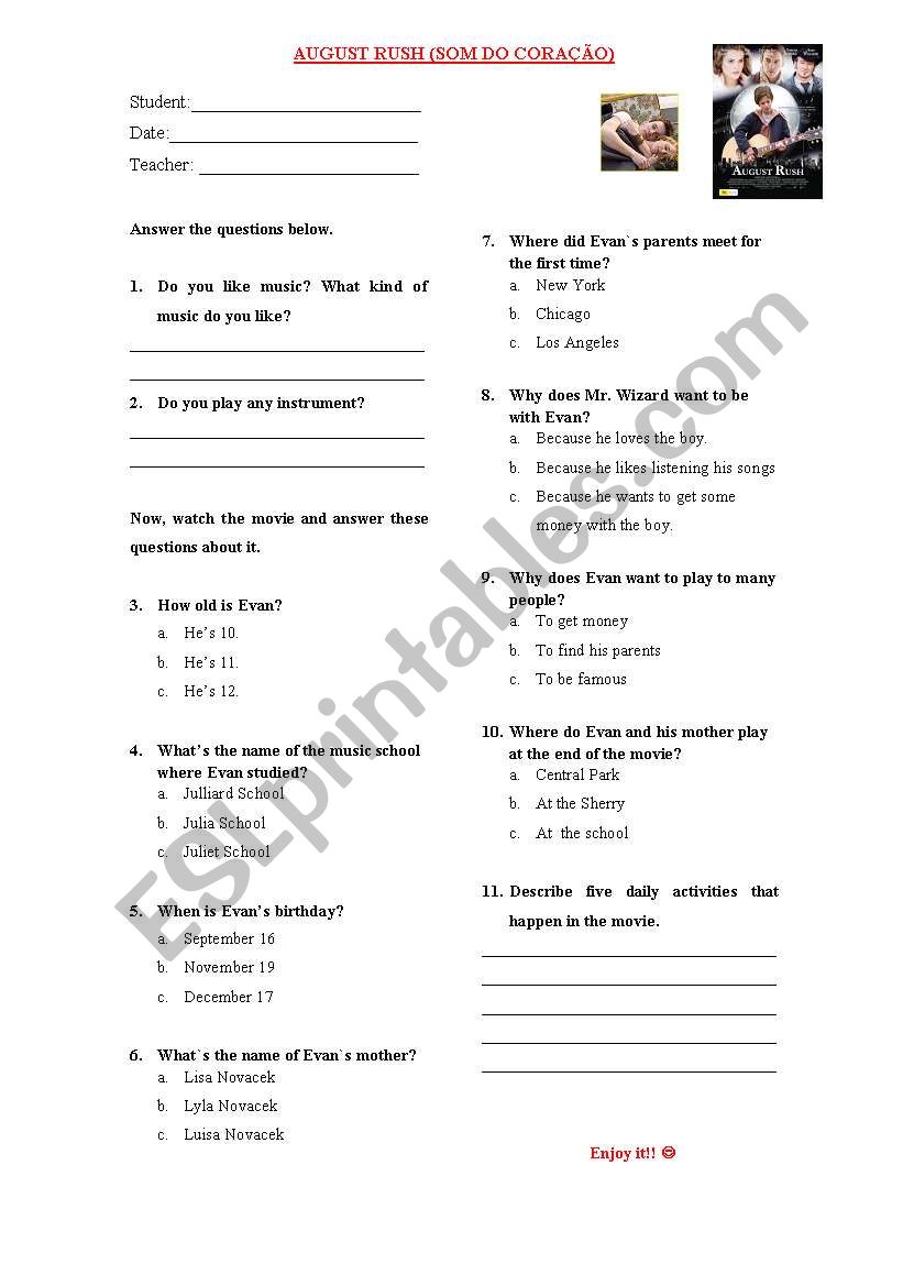 Movie Activity - August Rush - Som do coraÃ§Ã£o