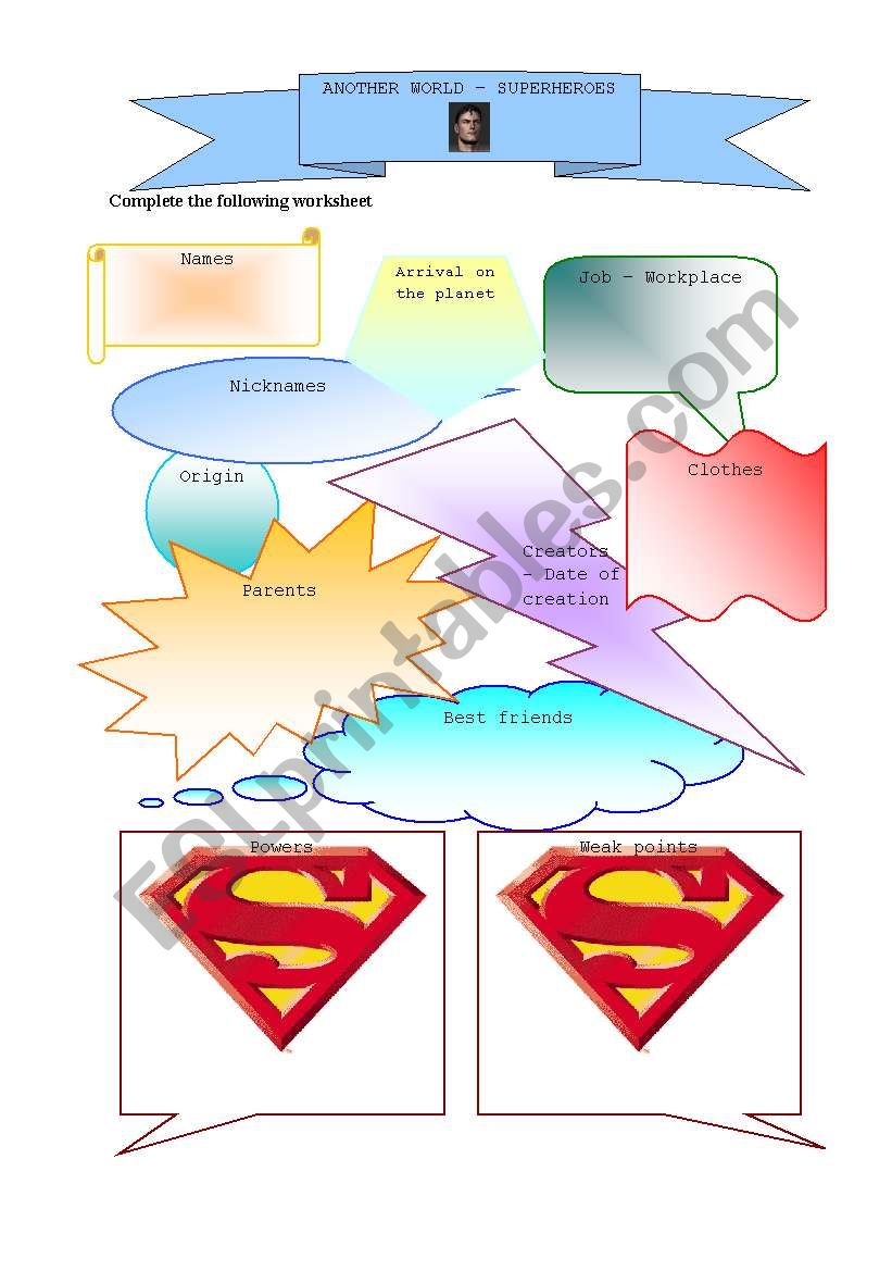 Superman - Brainstorming worksheet