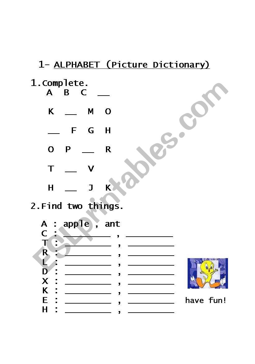 alphabet worksheet