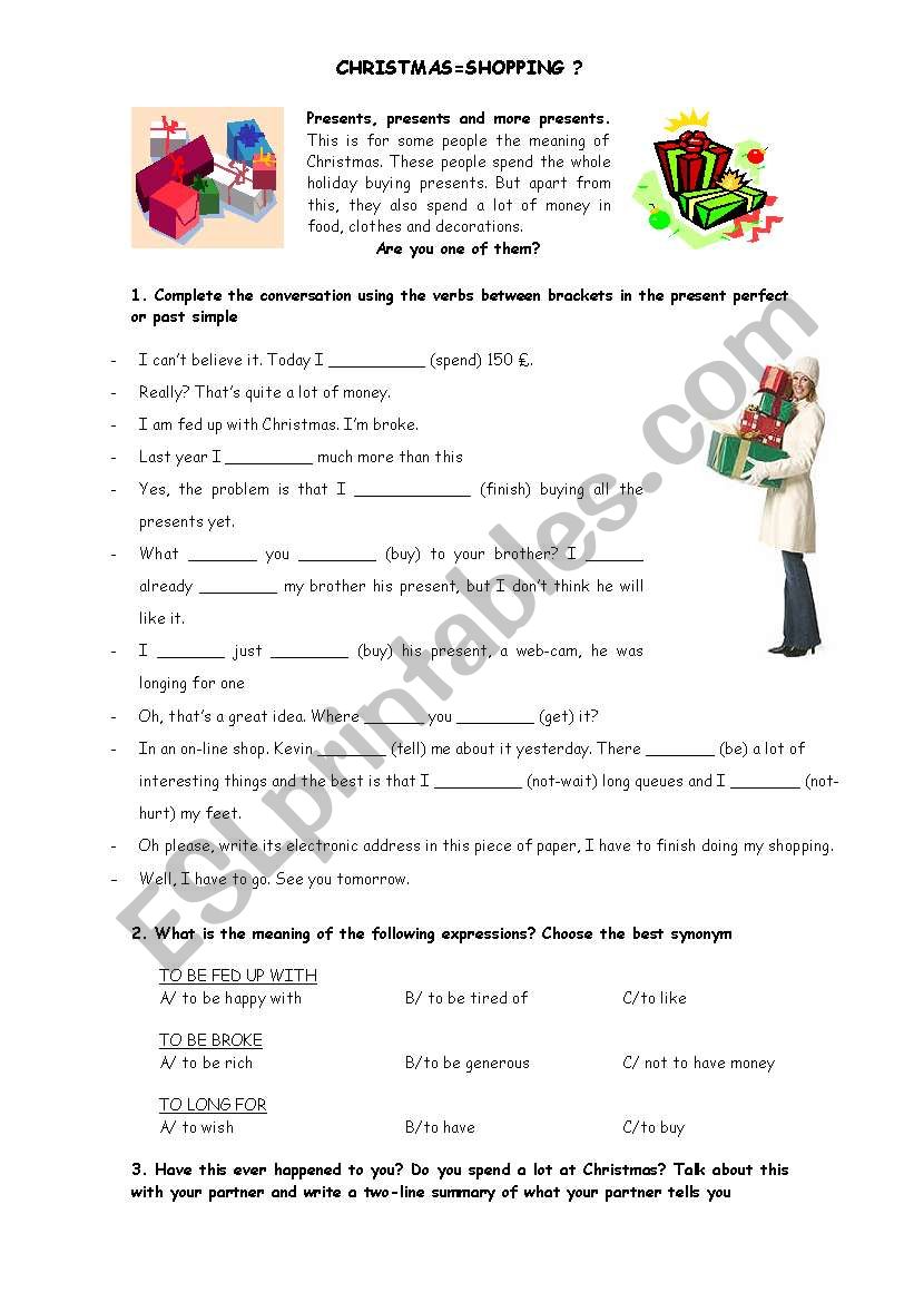 Christmas & shopping? worksheet