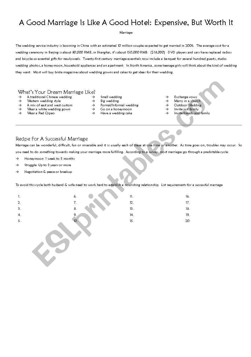 marriage worksheet