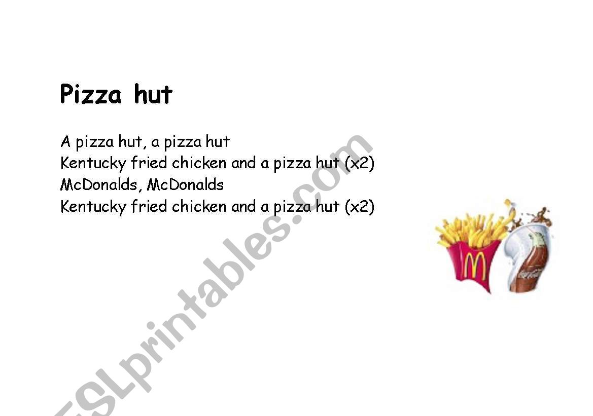 A PizzaHut worksheet