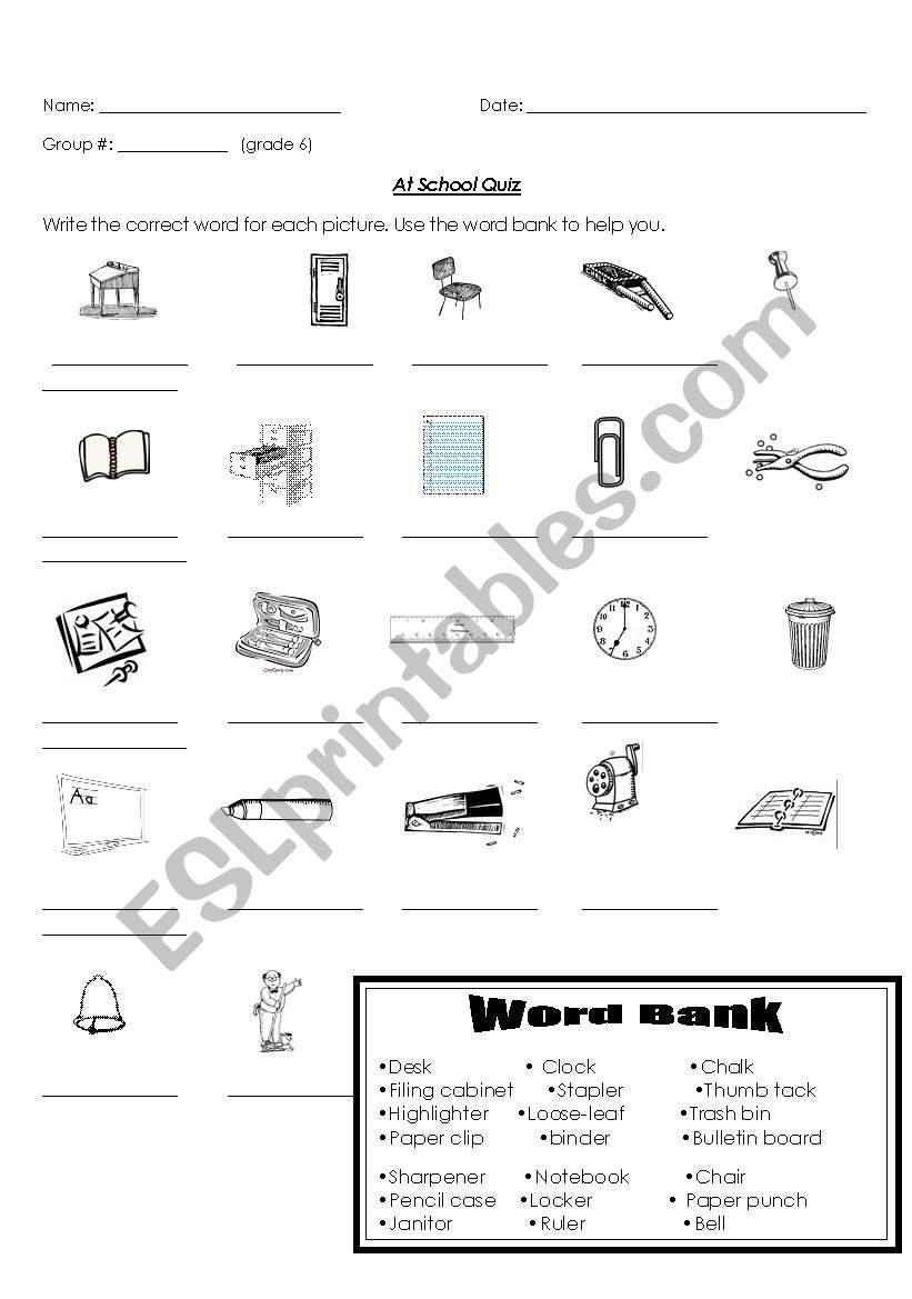 Classroom objects and simple commands