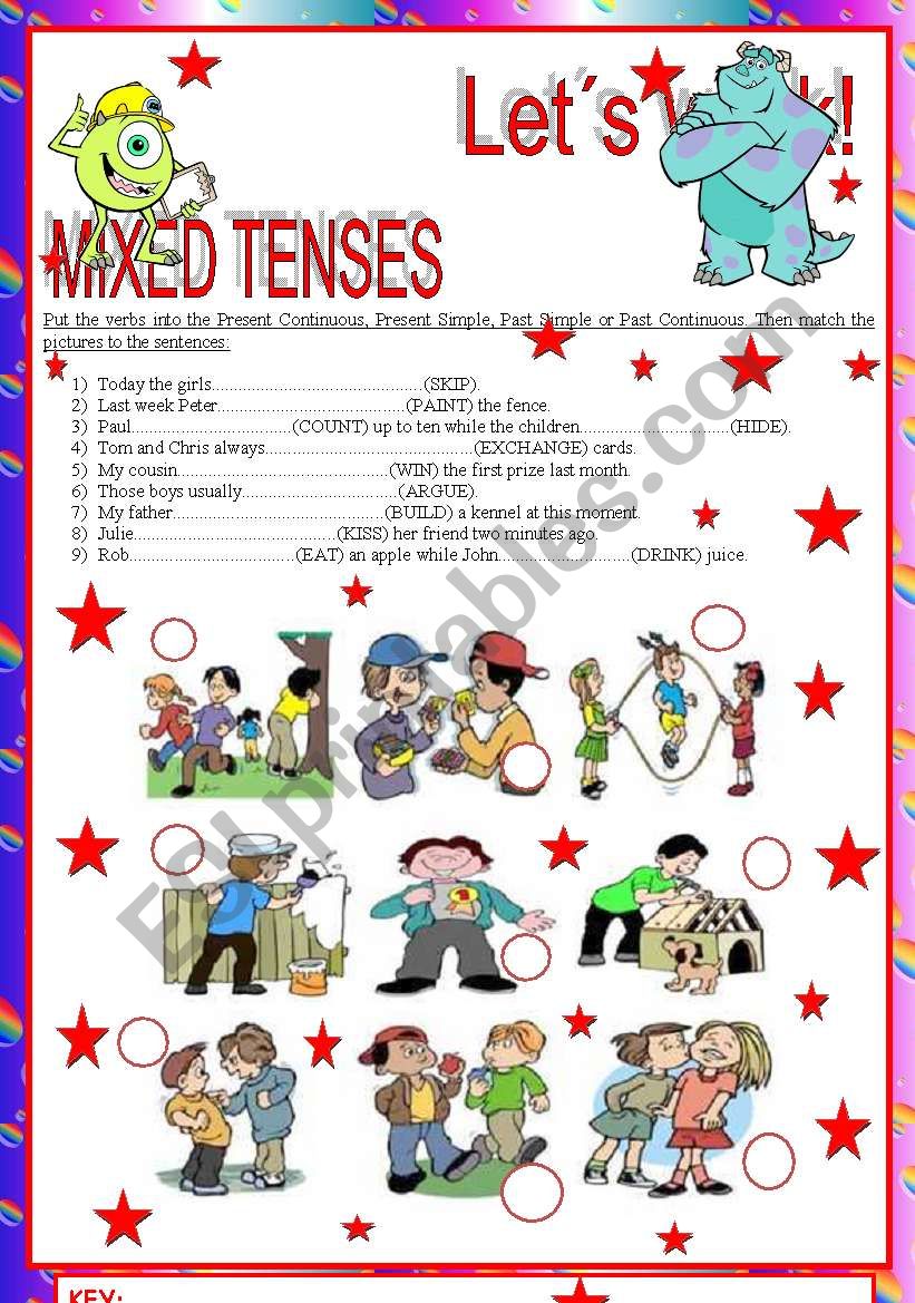 LETS WORK! Mixed Tenses worksheet