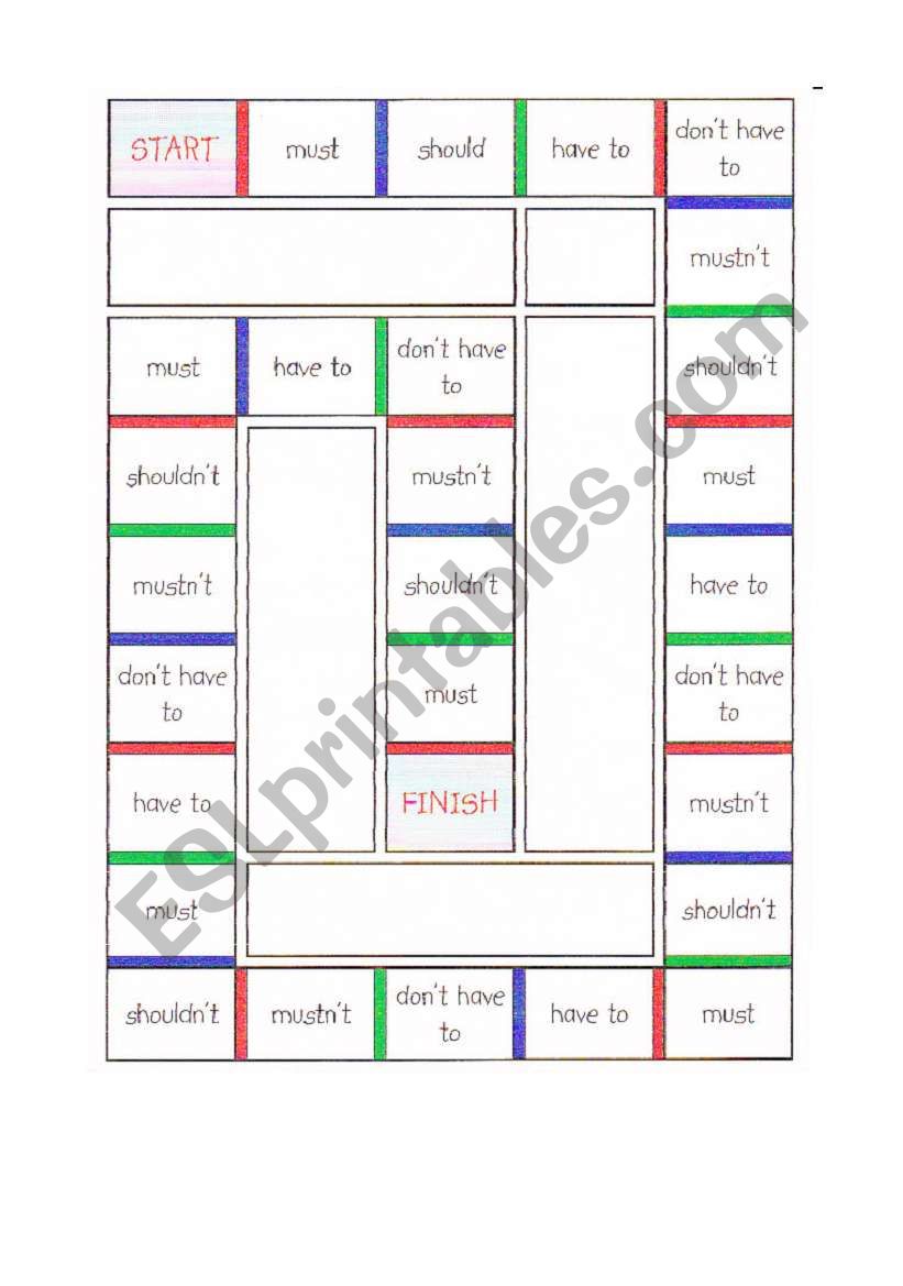 Boarg game Modals worksheet