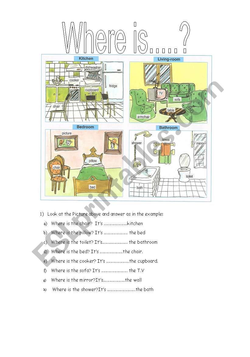 prepositions where is... worksheet