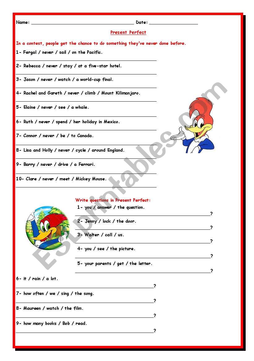 Present Perfect - Exercises 3 worksheet