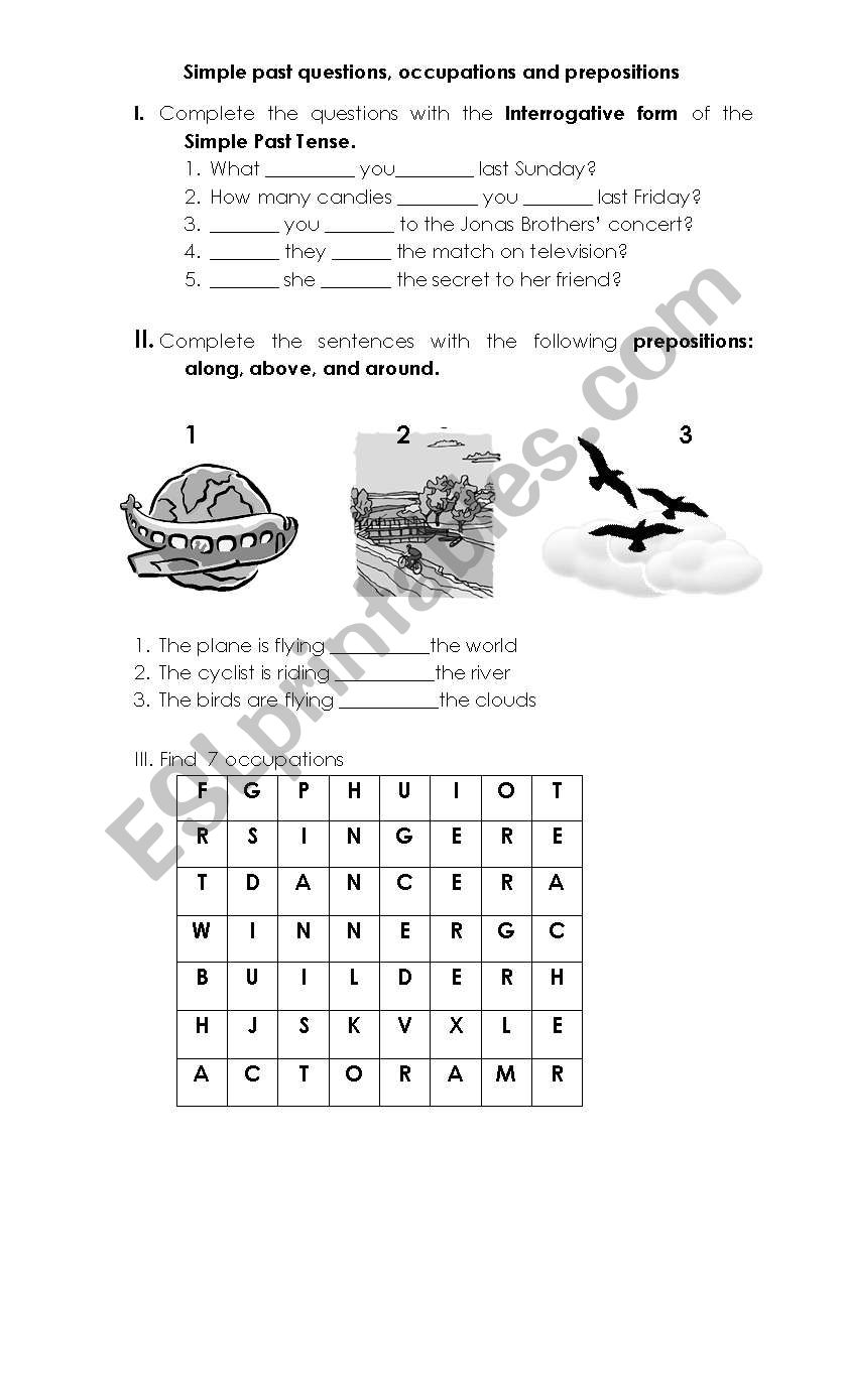 past simple, prepositions and occupations