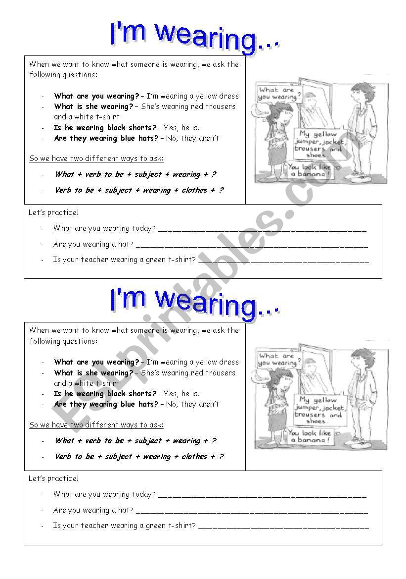 what are you wearing? worksheet