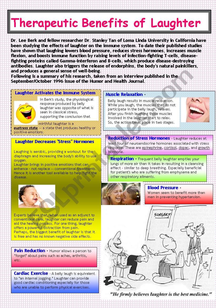 8 Benefits of Laughter worksheet