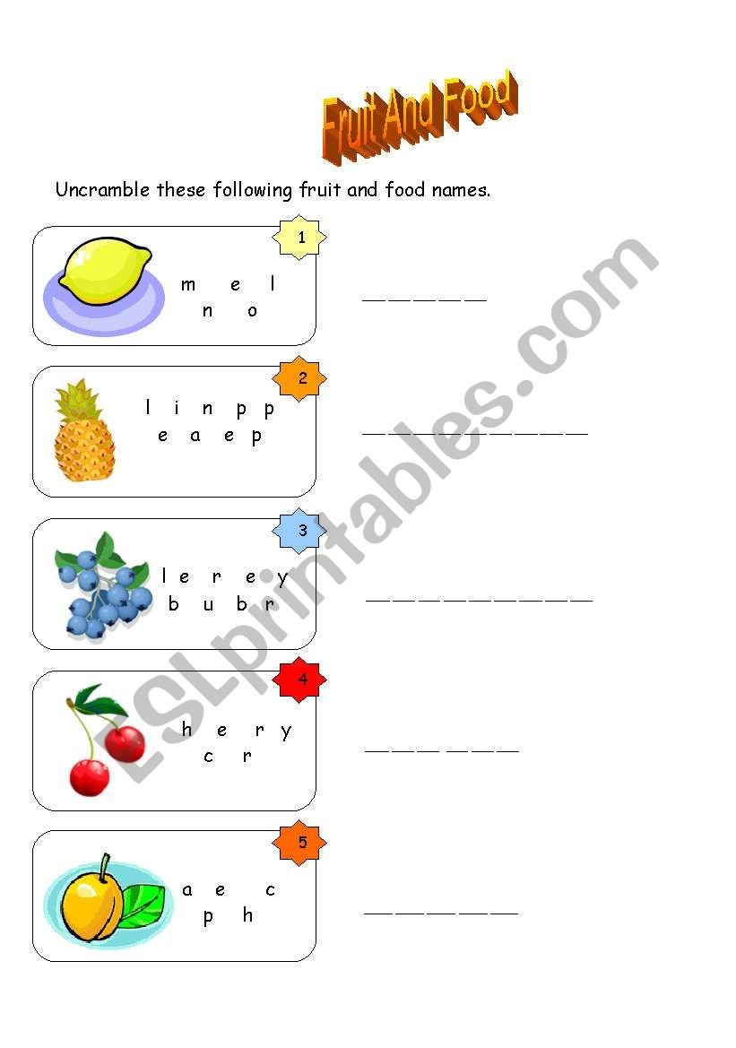  fruit worksheet