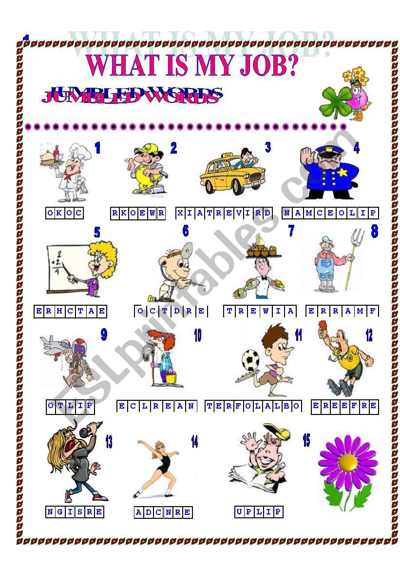 JUMBLED WORDS worksheet