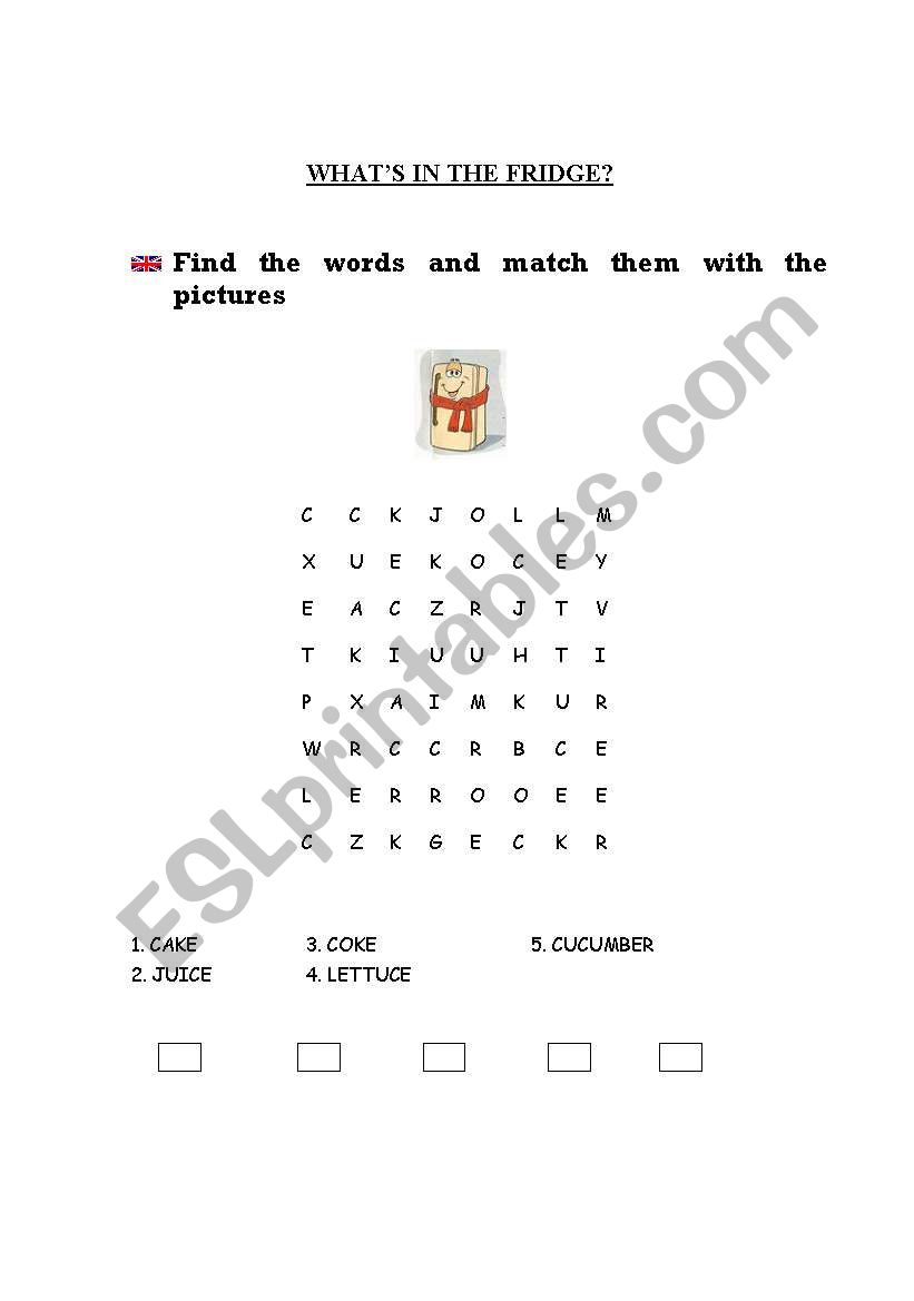 Word search worksheet