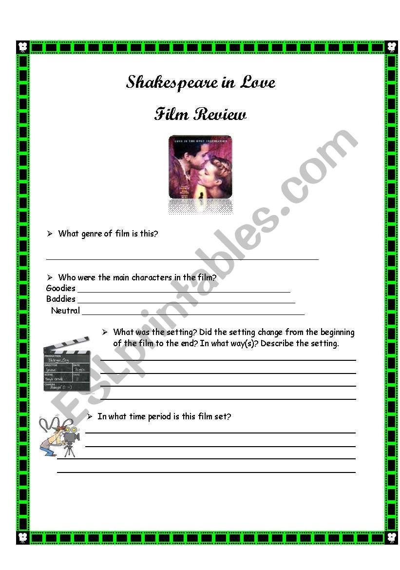 Shakespeare in Love worksheet