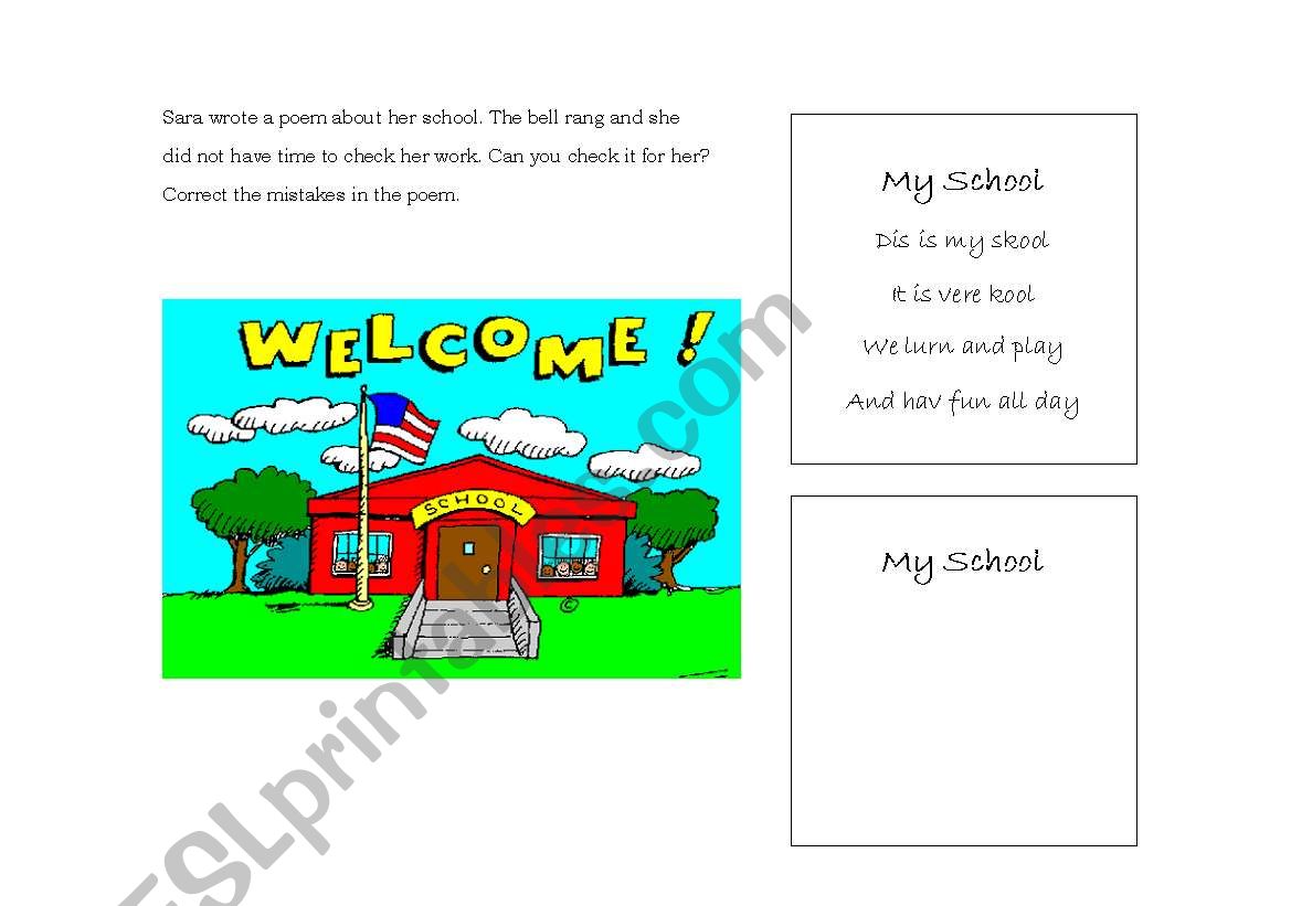 My School Poem worksheet