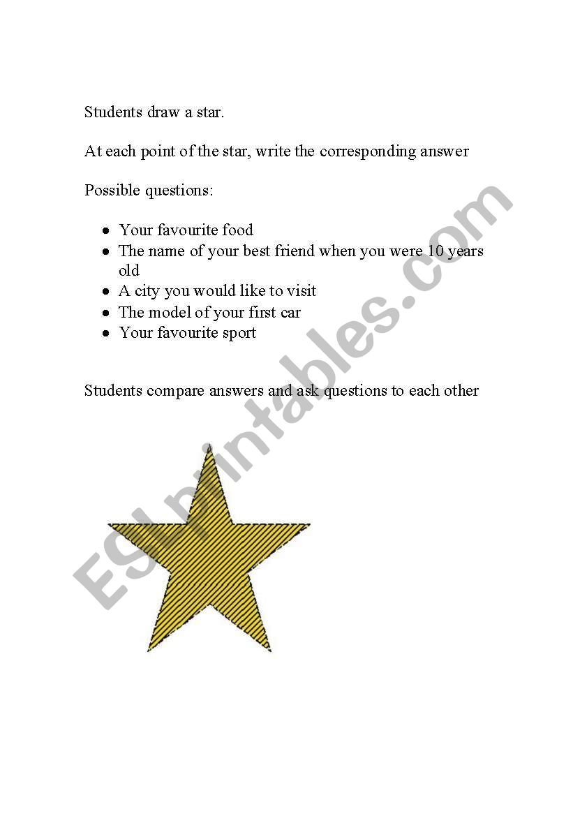 STAR Warmer worksheet